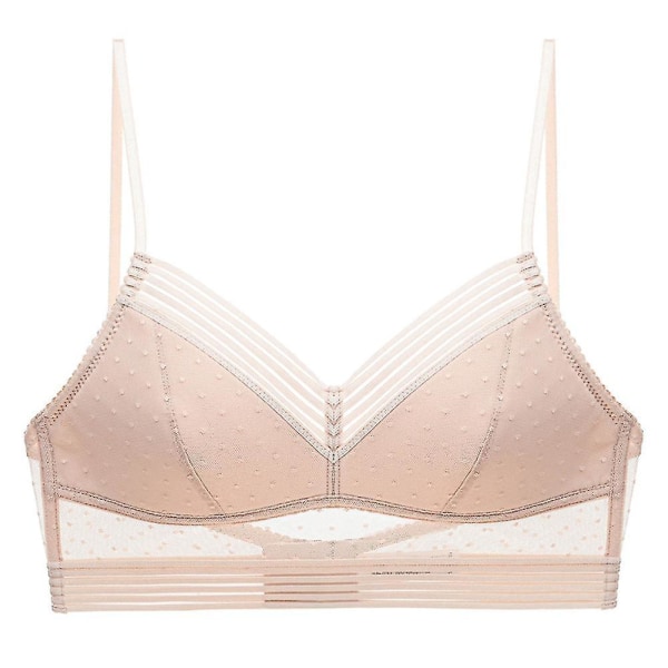 Nøgen mesh blonde Bralette Crop Top til kvinder - Ultratynd lav ryg, komfortløftende bh