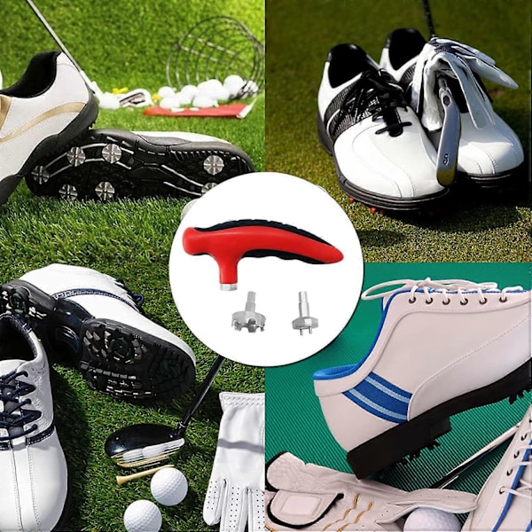 Golf Spike Nøgle Fjernelsesværktøj Sko Knop Nøgle Sæt, Udskiftningsskrue Installationshjælp Golf Tilbehør (2 stk. Rød Spike Nøgle)