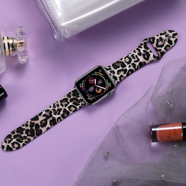 Silikon Leopard Print Urrem til Apple Watch 38mm/40mm, til Iwatch Rem SE/Serie 7 6 5 4 3 2 1