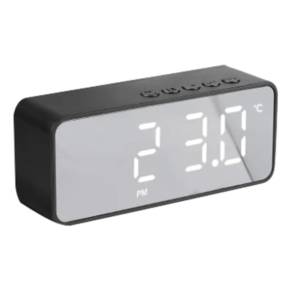 Intelligent Digital Display Vækkeur Multifunktionel Bluetooth 5.0 Spejlfinish Smart Højttaler til Soveværelset