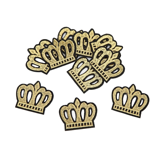 10 stk. kronebroderede patches til at skjule pletter eller skader - gyldne DIY-kroner til tøj, håndtasker, hatte og bukser