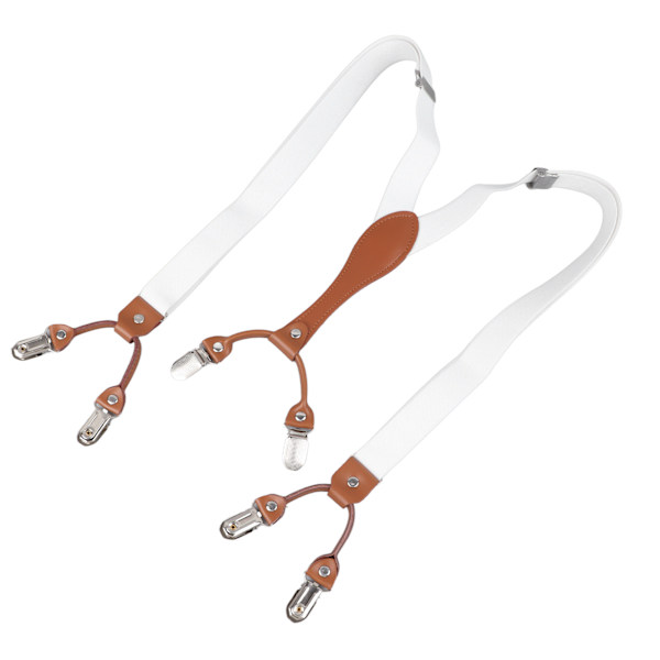 Herr Suspender Dubbelskiktad Justerbar Elastisk Bekväm Heavy Duty Suspender för Herrar Man Vit
