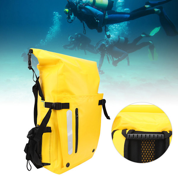 30L Vanntett Dykkerbag Snorkling Ryggsekk Utstyr for Svømming Elvetracing Drifting Tørr Våt Separasjongul