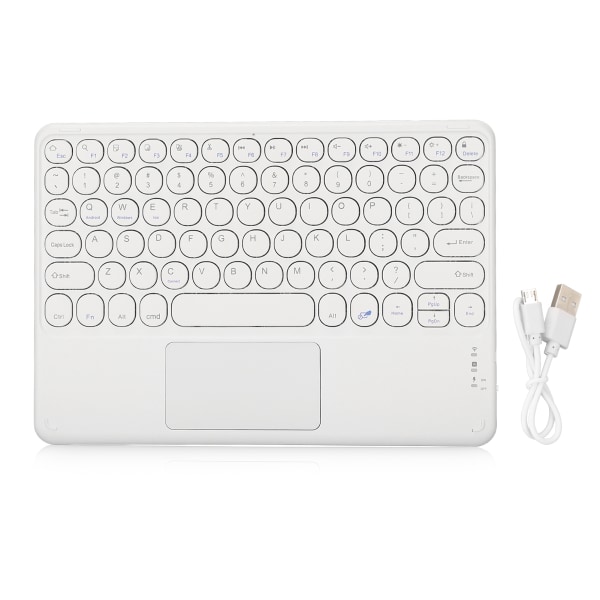 Trådløst Bluetooth-tastatur Rund nøkkelhette Ergonomisk design Smart Touch Ultra Thin White 10-tommers trådløst tastatur