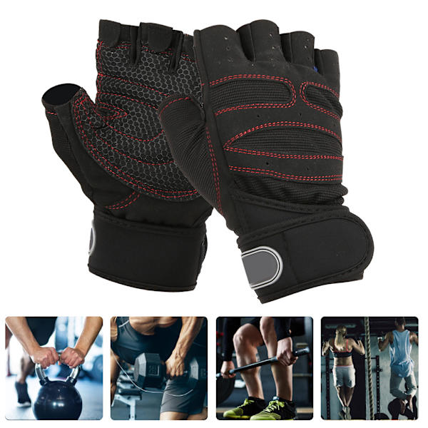 Unisex Fitness Anti Udskridning Halv Finger Handsker til Udendørs Sports Bike Cykling Vægtløftning Workout