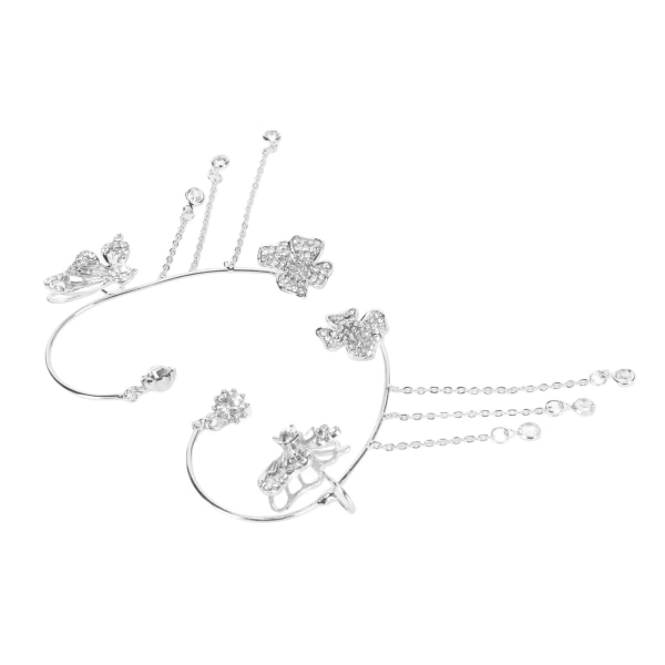 1 par Zirconia tofs öronklämma Strass justerbar glänsande örhängeklämma för dejting silver