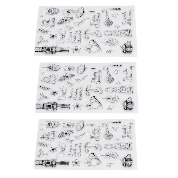 3 stk. gjennomsiktige stempler med juletema TPR gjennomsiktige DIY scrapbooking stempler for preging av kortlaging