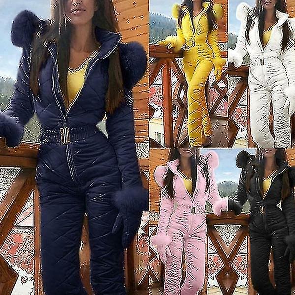 Vinter Dam Rosa Vattentät Skiddräkt Jumpsuit Utomhus Snödräkt 3XL