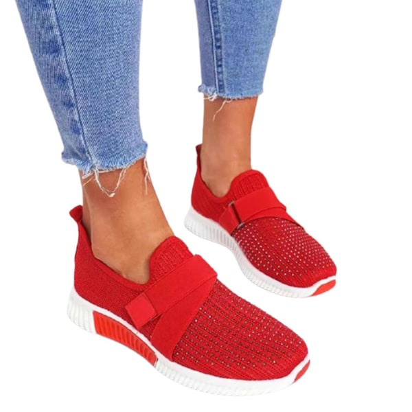 Røde kvindesneakers med ortopædiske såler - Størrelse 42