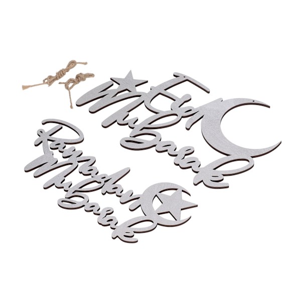 2 kpl Ramadan Mubarak -riippukyltti MDF Mubarak -riippuva kuu ja tähdet Eid -riippuva koriste