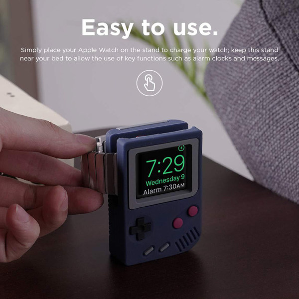 Ur Oplader Dock Silikone USB Retro Style Ur Opladnings Holder Station til iWatch 3/4/5/6 Blå