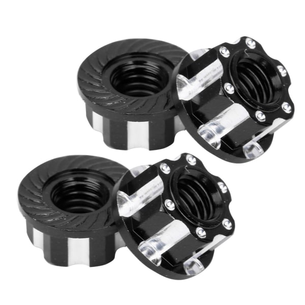 4 stk M4 utskjæringssekskantmuttere aluminiumslegering Passer til HSP Sakura D3 D4 1/10 RC CarBlack