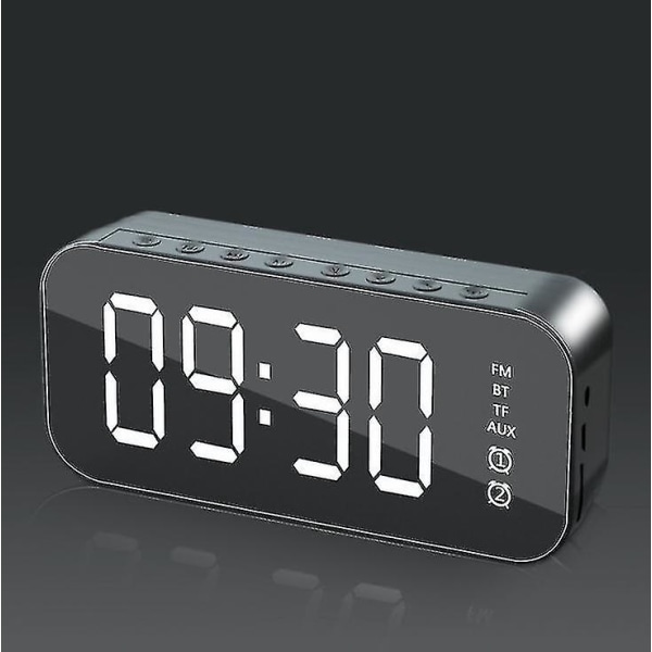 Bluetooth högtalare med LED digital väckarklocka och elektronisk musikdosa, bordsbord vid sängen självlysande