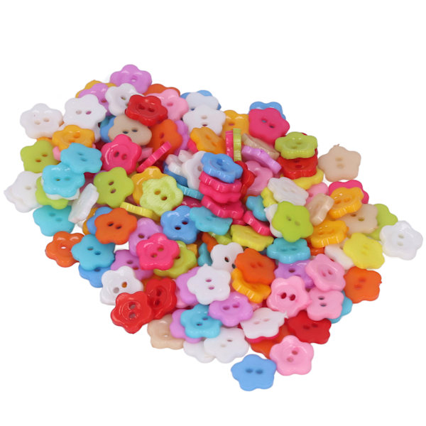 200 stk. Blomsterknapper Farverige DIY Fremstilling Plast Blanke Dekorative 1,3x1,3cm/0,5x0,5in Syknapper til Scrapbooking