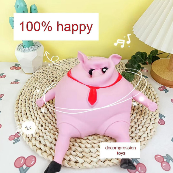 Pig Squishy -lelu, söpö vaaleanpunainen possun paineilmalelu lapsille ja aikuisille