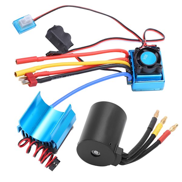 3650 2300KV Vattentät 4-polig Borstlös Motor 60A ESC Kylfläns Combo Set för 1/10 RC Bil