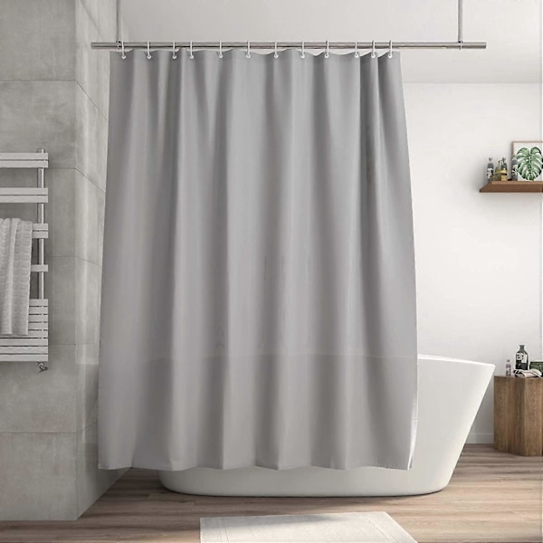 100% PEVA Vandtæt Anti-Skimmel Resistent, Hurtigtørrende, Vaskbart Badeforhæng, 180 x 180 cm (Grå)