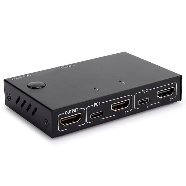 HDMI Splitter Switcher Computertilbehør 4K 2-ind-1-ud USB Sort til Mus / Tastatur Sort