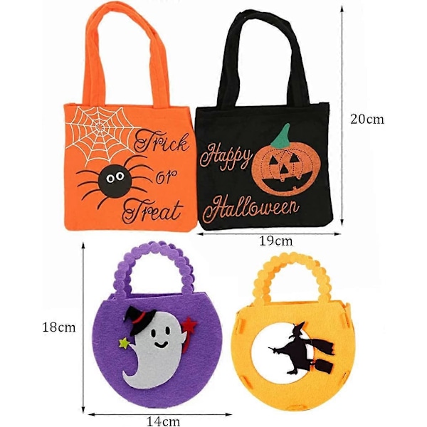 Gresskar Godteri Veske, Halloween Godteri Veske, Barne Organizer Godteri eller Knask Veske, Halloween Tema Godteri Fest Gavepose, 4 stk