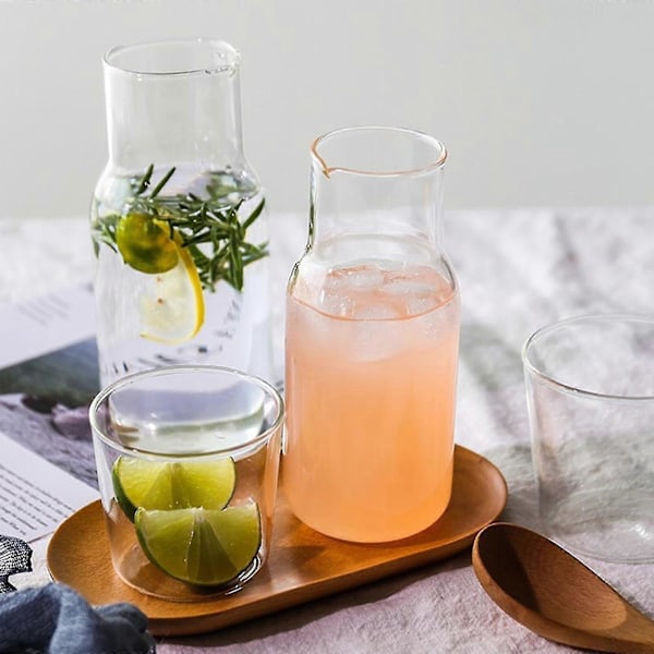 360/500ml Sengelampe Vandkaraffel Sæt - Tumbler Glas - Mundskyl Flaske - Juice Kop - Natbord 15.2cm