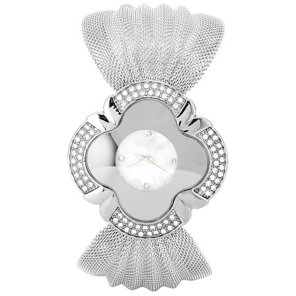 Flower Shape Urtavla Kvinnor Watch Wide Mesh bälte Quartz Elegant Watch för kvinnor