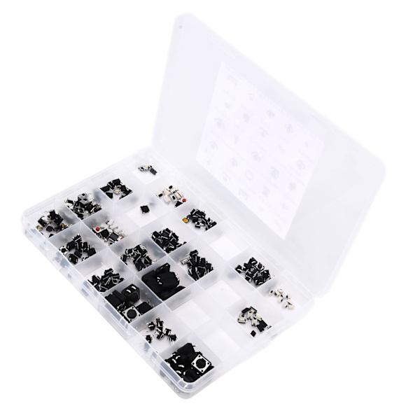 250 st Tact Push Switch Micro Kombination Kit 25 Värden Boxad Knappbrytare för TV Ljud Utrustning