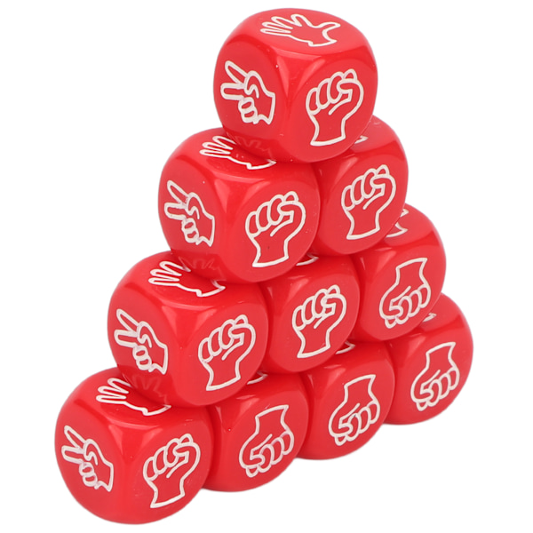 10 stk. Finger Guessing Game Terninger Lyse Farve Læringsmæssige Plastik 6 Sidet Terning Sæt til Fest Rød