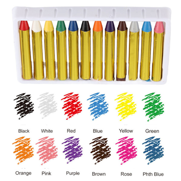 12 färger Kroppsansiktsmålarpinnar Crayons Set Färgglad målningspenna