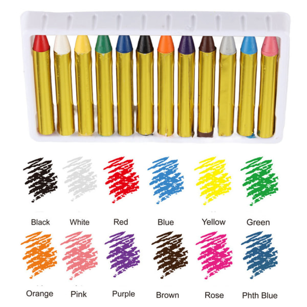 12 farver Body Face Paint Sticks Farveblyanter Sæt Farverig Painting Pen