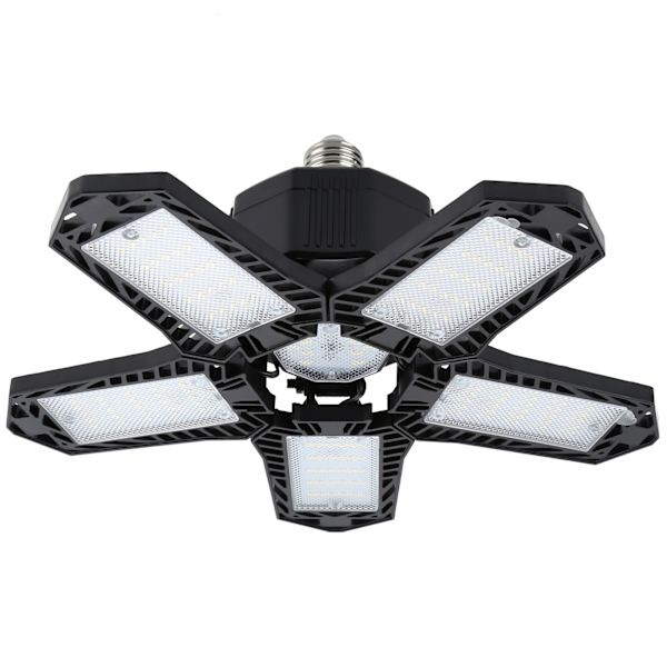 137LED garagelys med 5 blade 80W E27/E26 Deformerbar justerbar minedriftslampe 85-265V sort