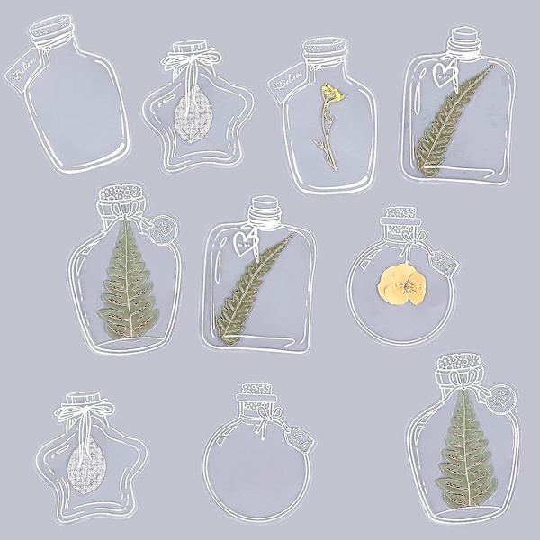 20 läpinäkyvän kuivattujen kukkakirjanmerkkien set Creative Bottle -pullossa - Ihanteellinen tee-se-itse-albumien lukemiseen