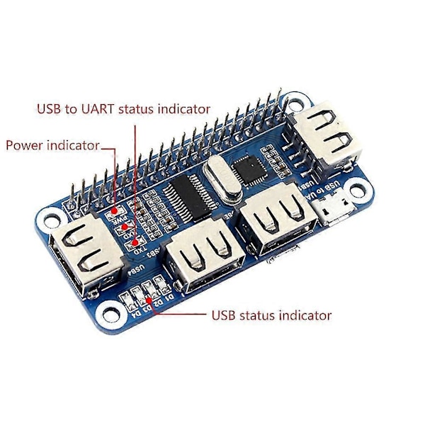 4 Ports USB Hub Hat til USB2.0/1.1 Onboard USB til UART Onboard
