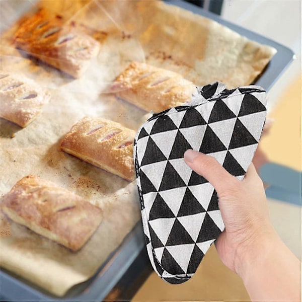 Sett med 4 grytekluter i bomull, 18 x 18 CM, kjøkkengrytekluter, for matlaging og baking (svart, gul)