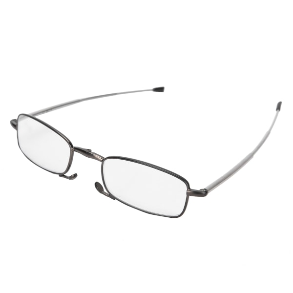 Vikbara glasögon unisex män kvinnor rostfritt stål äldre Anti-halk läsglasögon (+100 grå)
