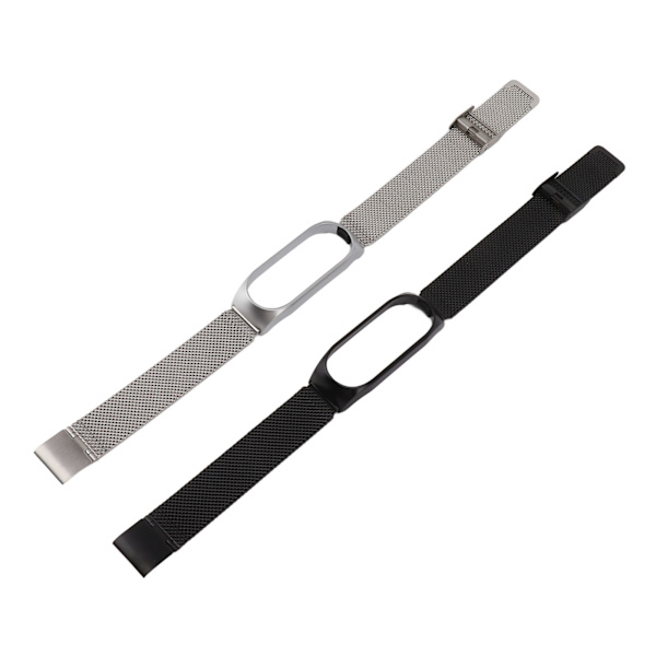 2 st ersättningsarmband i rostfritt stål för Mi Band 3 4 5 6 grå svart