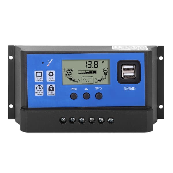 60A 12/24V LCD-skærm Gadelampe Intelligent Solar PWM Dobbelt USB-controller