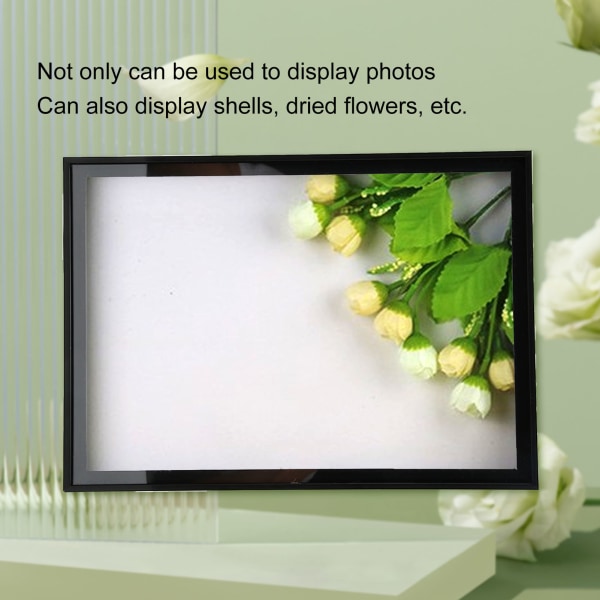 Billedramme med beslag Let at adskille Dekorativ plastfotoramme til tørrede blomsterskaller Sort