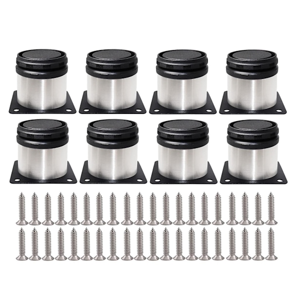 Justerbare sofaben i rustfrit stål - 4x runde møbelben (5 cm)