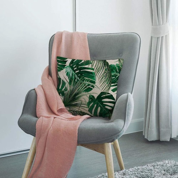 Palmeblad putetrekk: tropiske putetrekk for hjemmeinnredning i soverom, stue og bil - 45 x 45 cm
