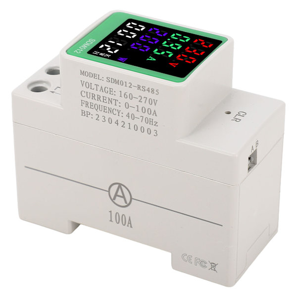 LED Digital Färgdisplay Elektricitetsmätare Enfas AC Ström Spänning Frekvens Effektfaktor Mätare AC230V 0-100A RS485 Typ