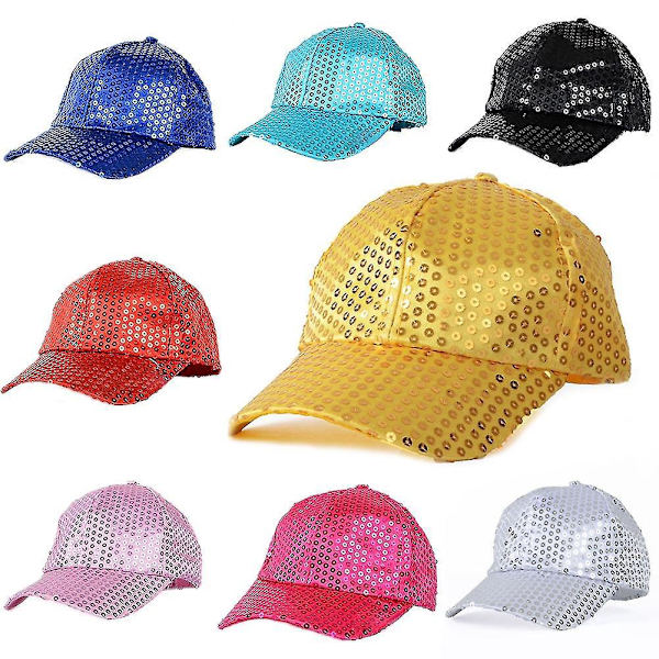 Glitter Sequins Snapback Baseball Cap til Kvinder og Mænd i Rød