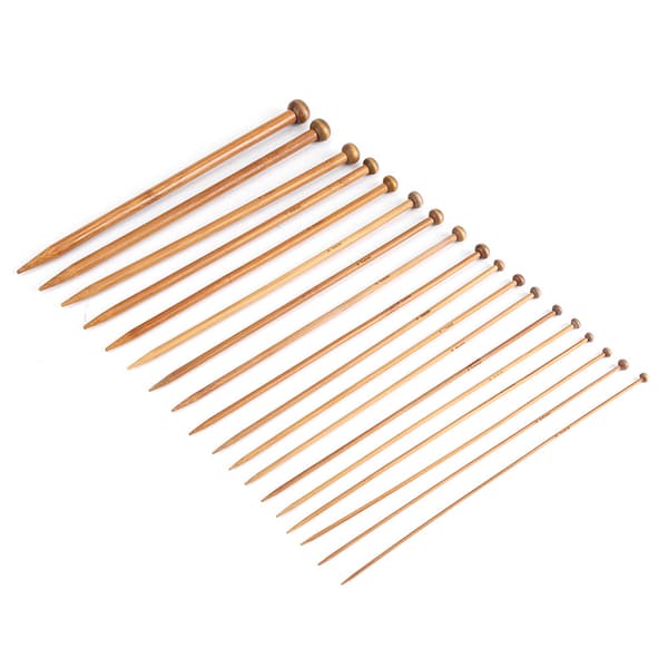 Bambu Sticknålar Set, Enspetsade Kolnade Sticknålar 18 Storlekar (2mm till 10mm)