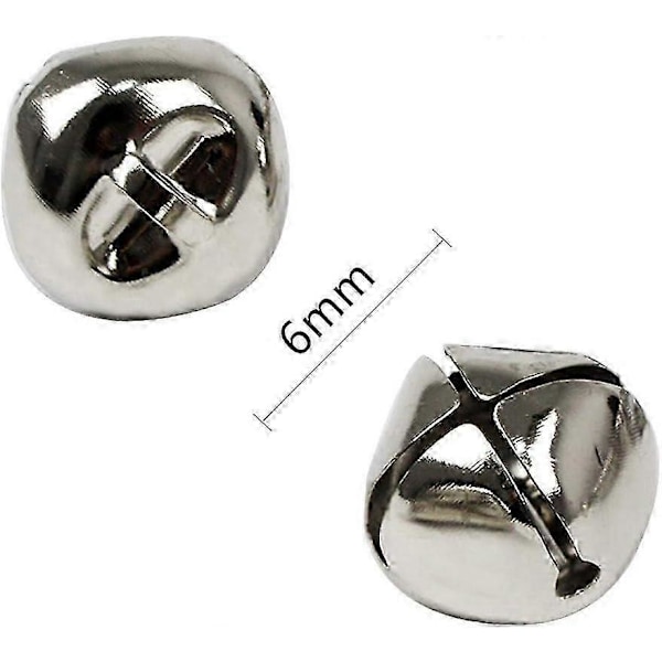 100 kpl Joulukulkuset, Metalliset askartelukellot irtotavarana, Joulujuhlakoristeluun DIY Korujen valmistukseen - Hopea - 6mm_SZXM