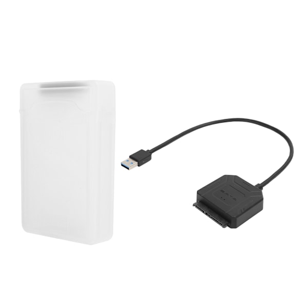 SATA USB 3.0-adapter 2,5 tum 3,5 tum SSD HDD hårddisk kabel datortillbehör skyddslåda (vit)