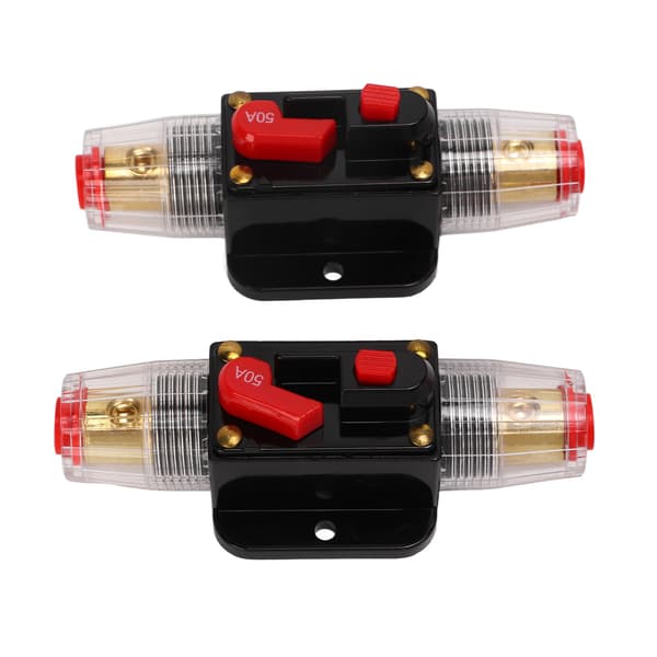 12-24V Inline afbryder med manuel nulstillingssikringsholder, batteriklemmer, krympeflex til bilbåds lydsystem 50A