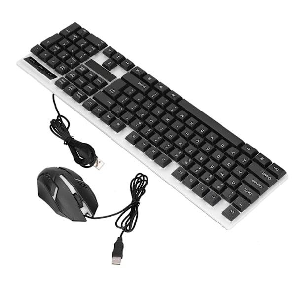 USB-tastatur og mus, holdbar ABS, komfortabel, ergonomisk, datatilbehør for kontor og hjem