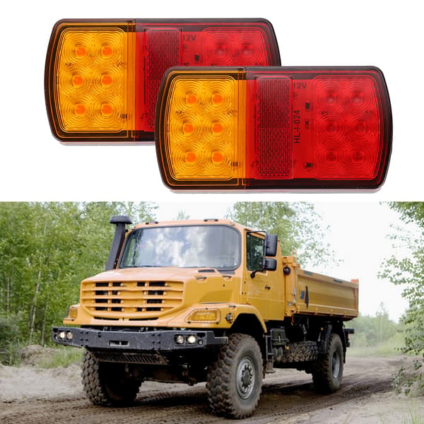 2 stk. 12V lastbil sidemarkeringslys 12LED dobbelt farve 6000K høj lysstyrke
