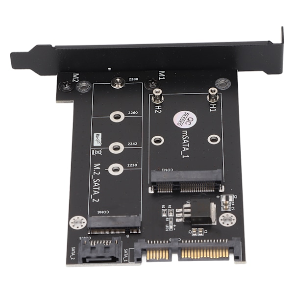 SATA-sovitin 2 in 1 MSATA/M2 NGFF SSD -sovitin kahteen SATA3-porttiin, jossa SATA-kaapeliruuvit 2230/2242/2260/2280