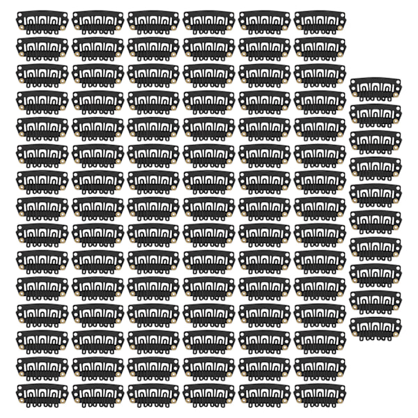100 st svarta U-formade hårförlängningsklämmor Säkra 6 tänder Perukklämma för DIY