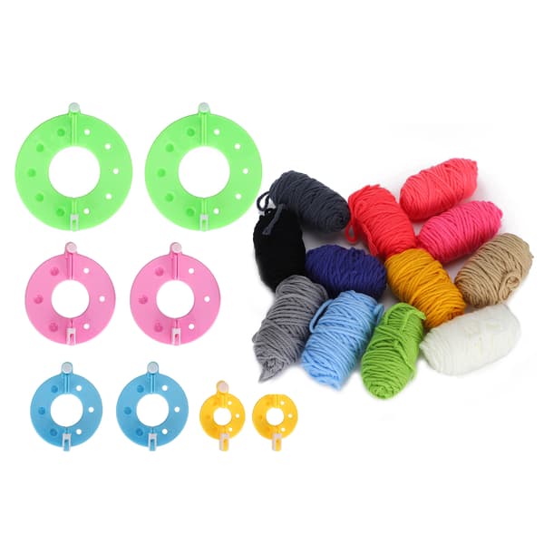 Pompom Maker Kits Färgglada Fluffbollsvävare DIY Ullgarn Stickning Hantverkspresenter